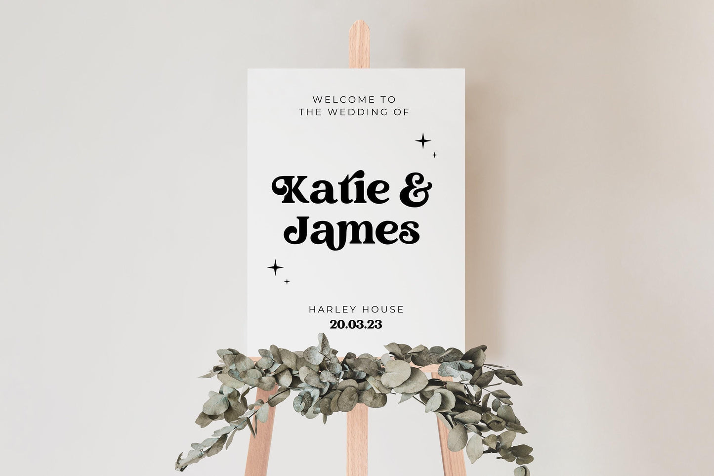Black and White Retro Wedding Welcome Sign