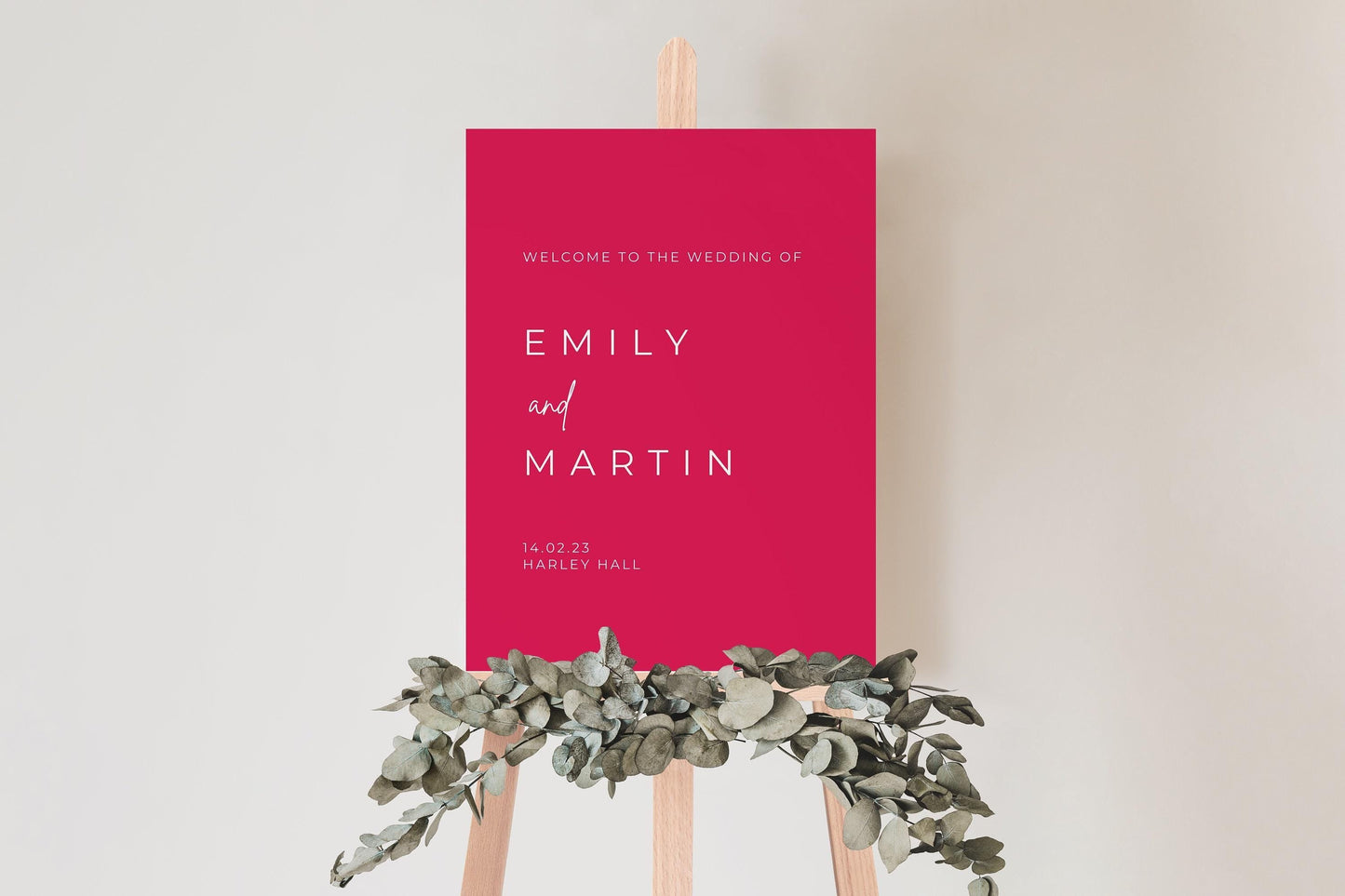 Bright Pink Wedding Welcome Sign