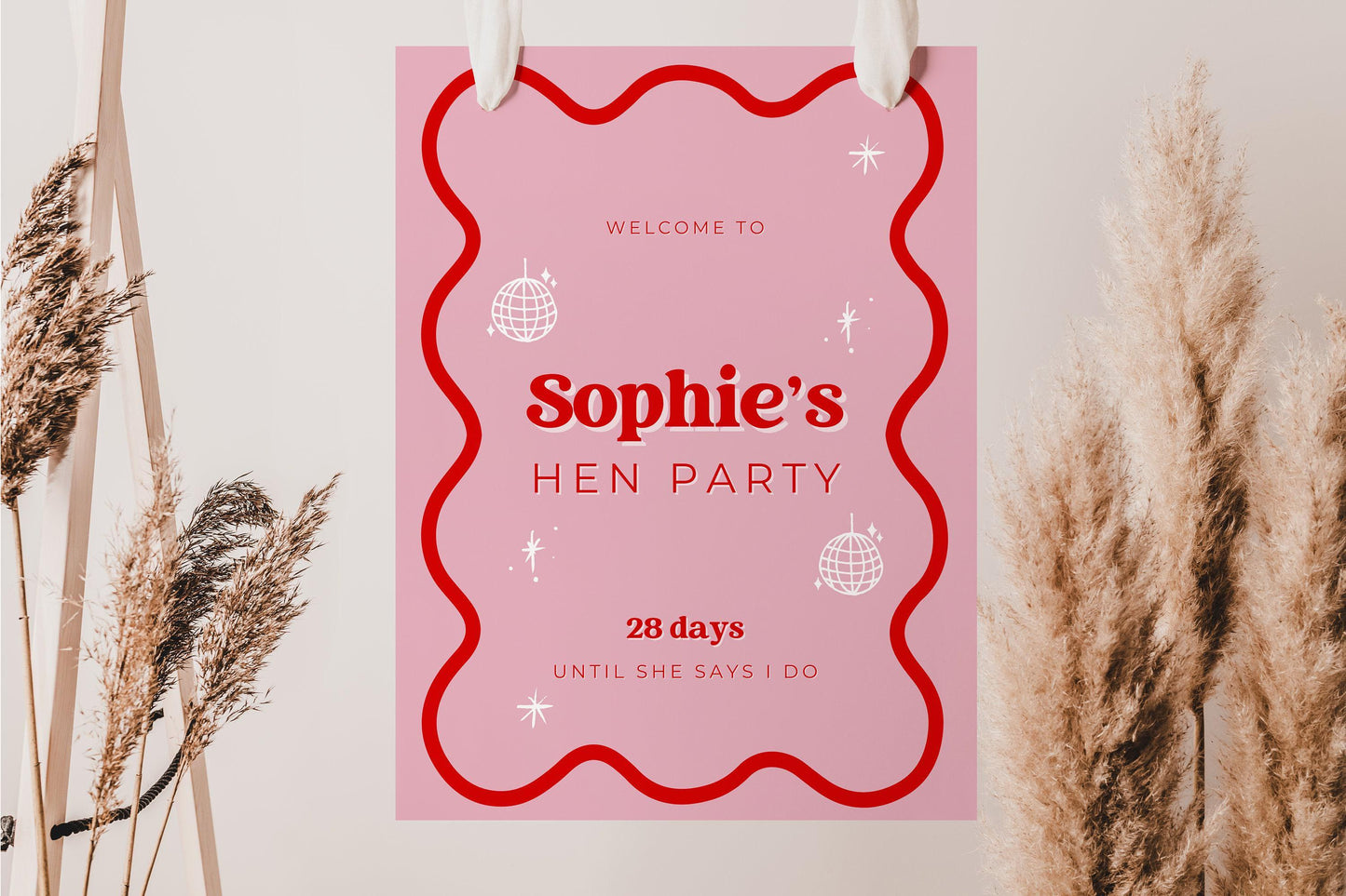 Pink Disco Hen Party Sign