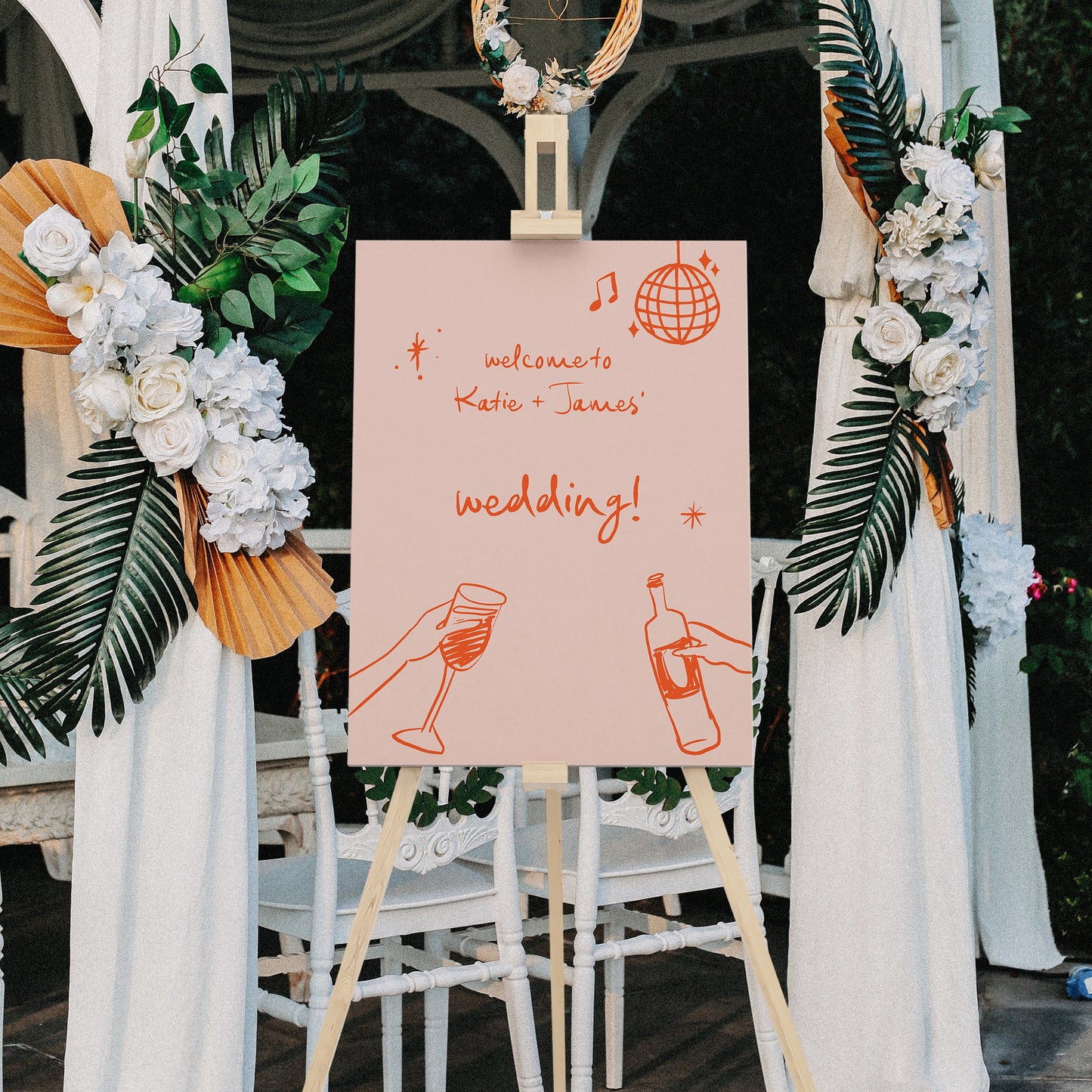 Handwritten Orange Welcome Sign