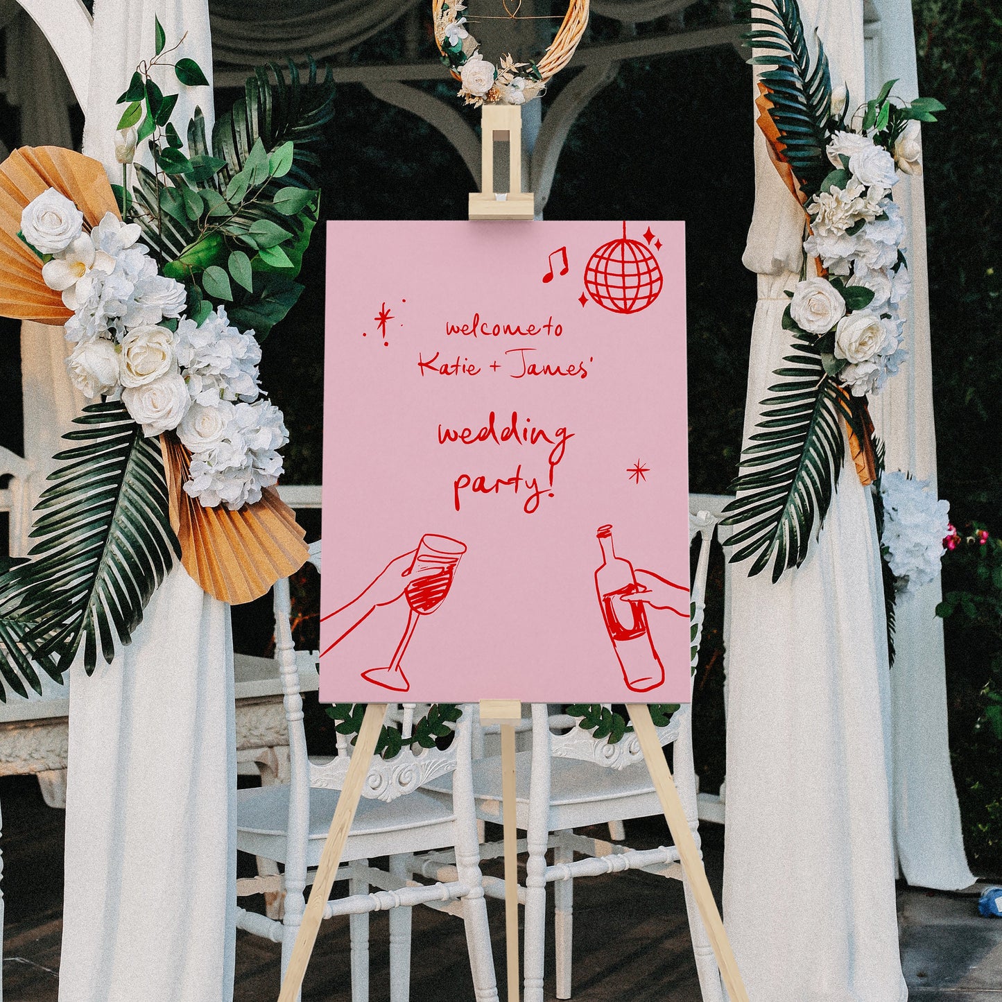 Pink Doodle Welcome Sign