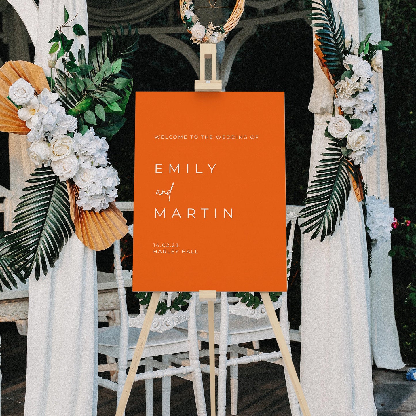 Bright Pink Wedding Welcome Sign