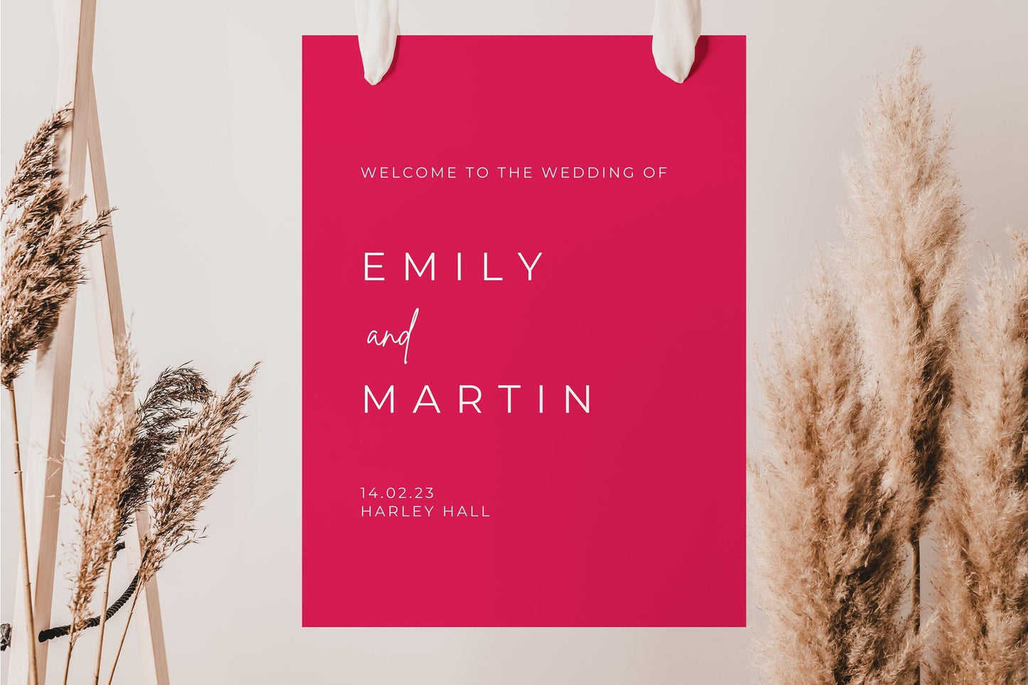 Bright Pink Wedding Welcome Sign