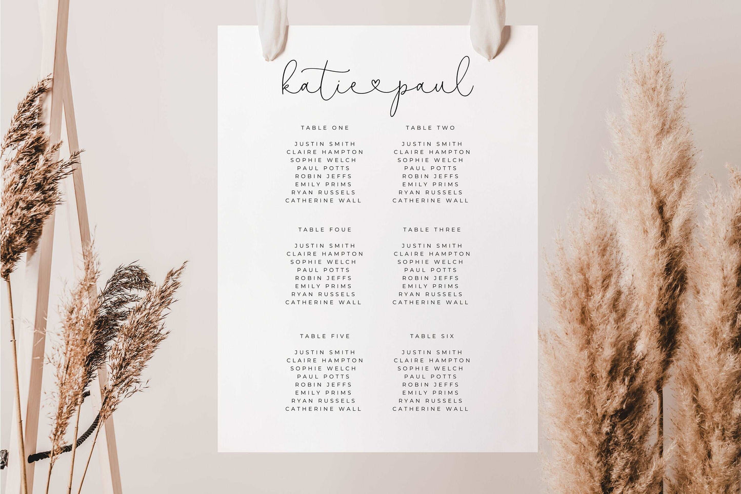 Minimalist Wedding Table Plan