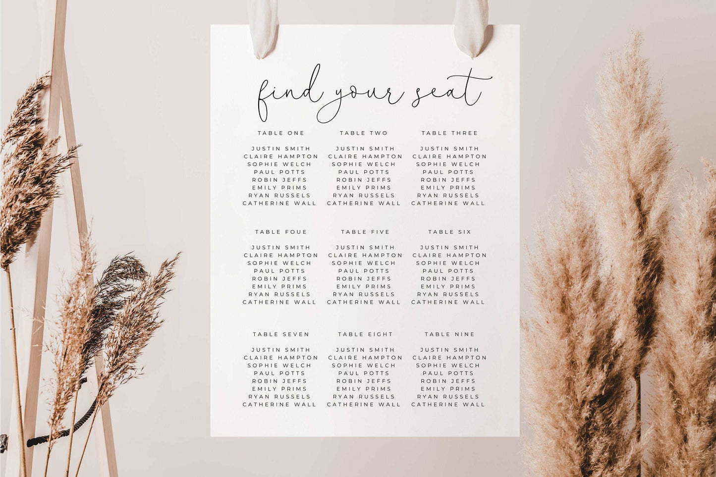Minimalist Wedding Table Plan