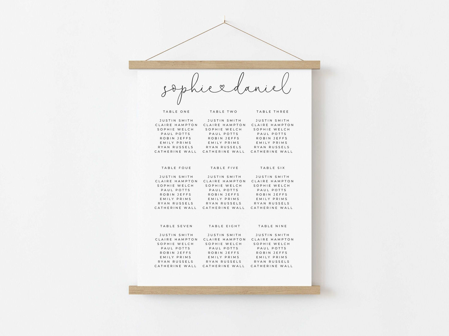 Minimalist Wedding Table Plan