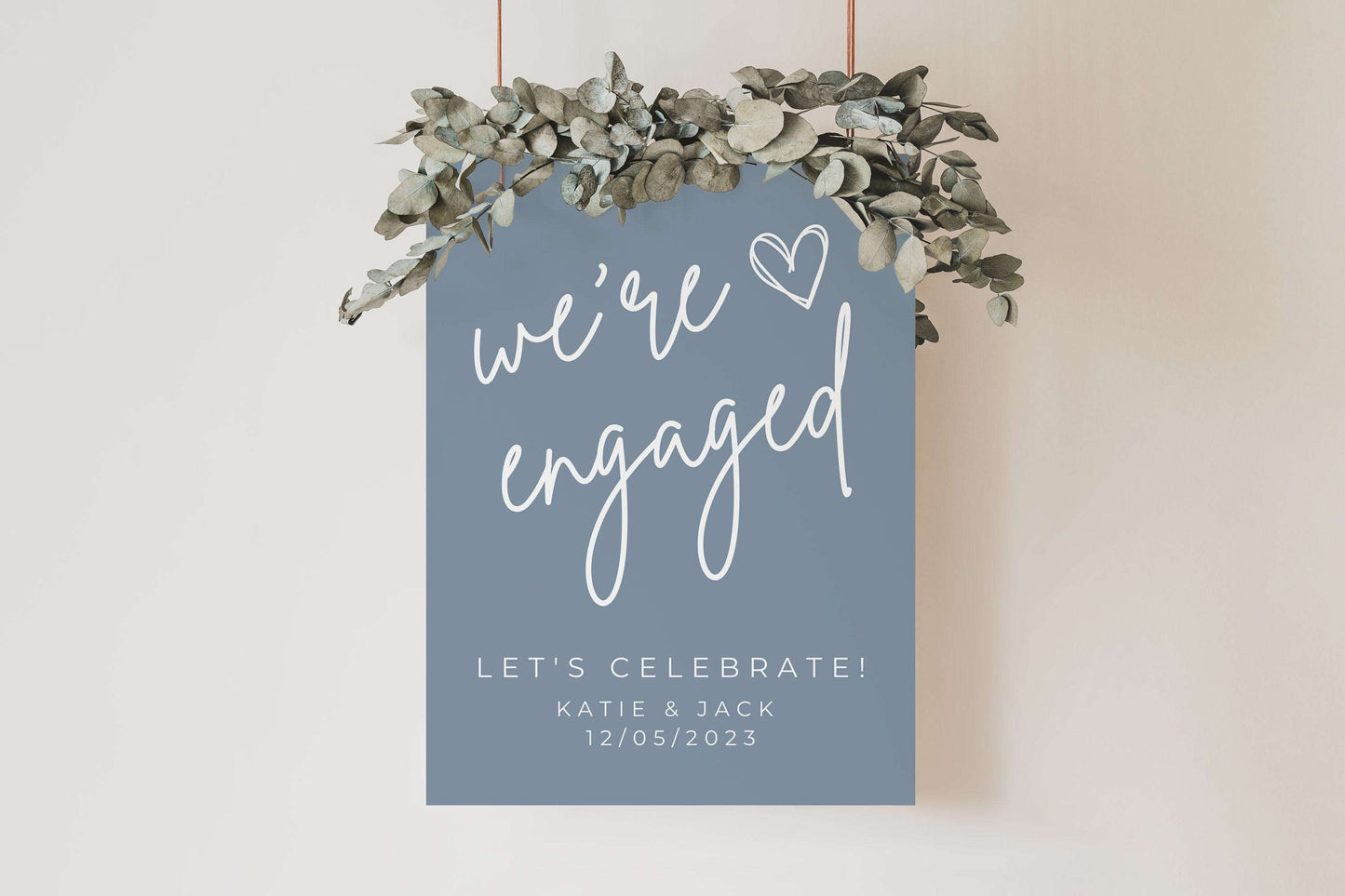 Dusty Blue Engagement Welcome Sign