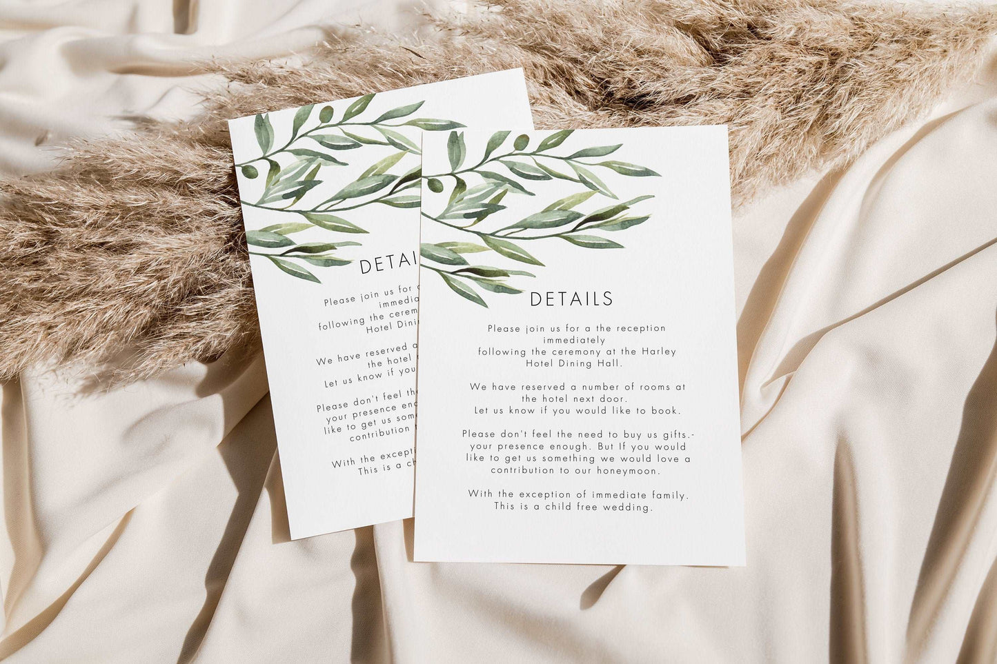 Olive Branch Wedding Detail Card