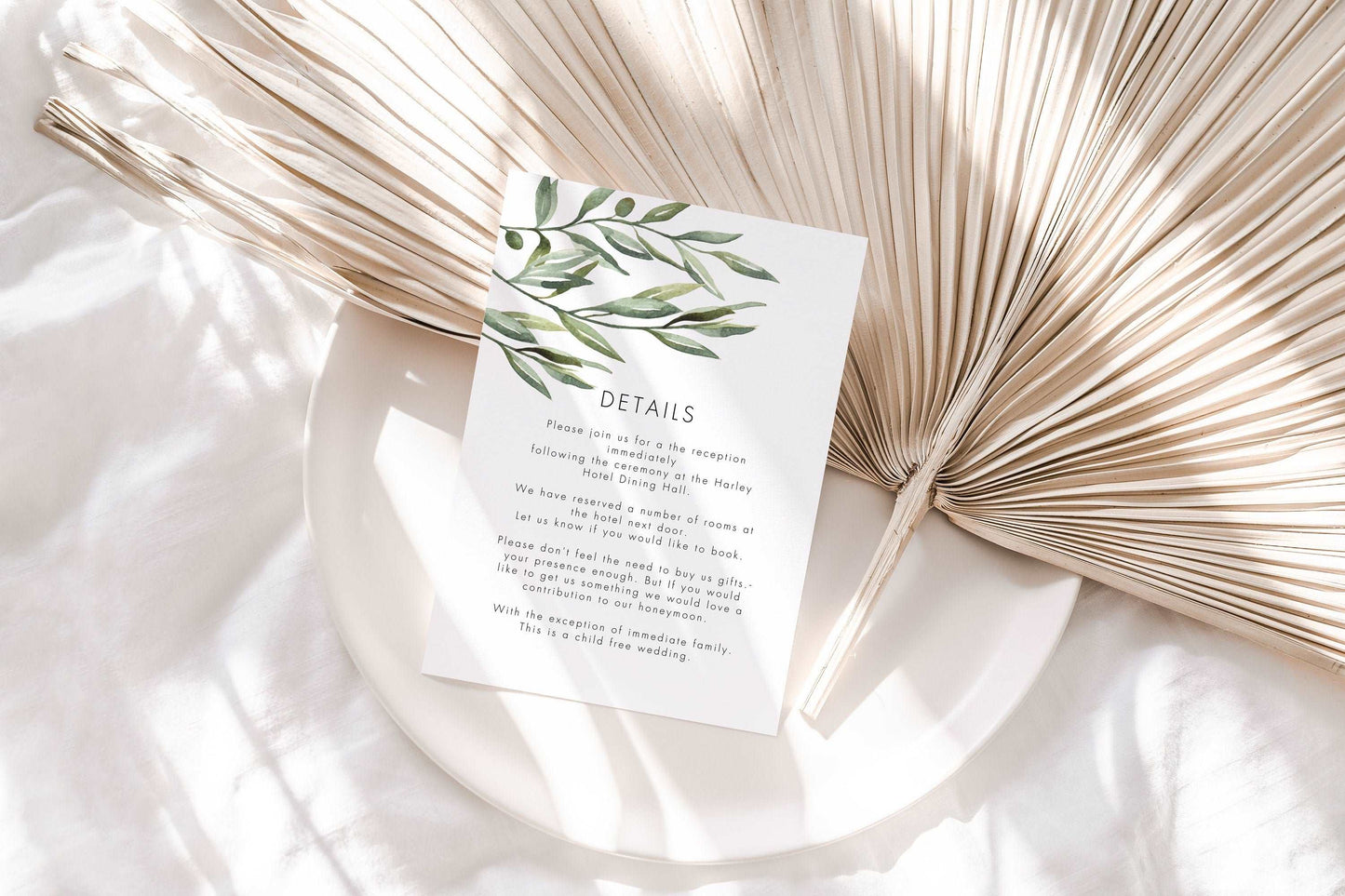 Olive Branch Wedding Detail Card