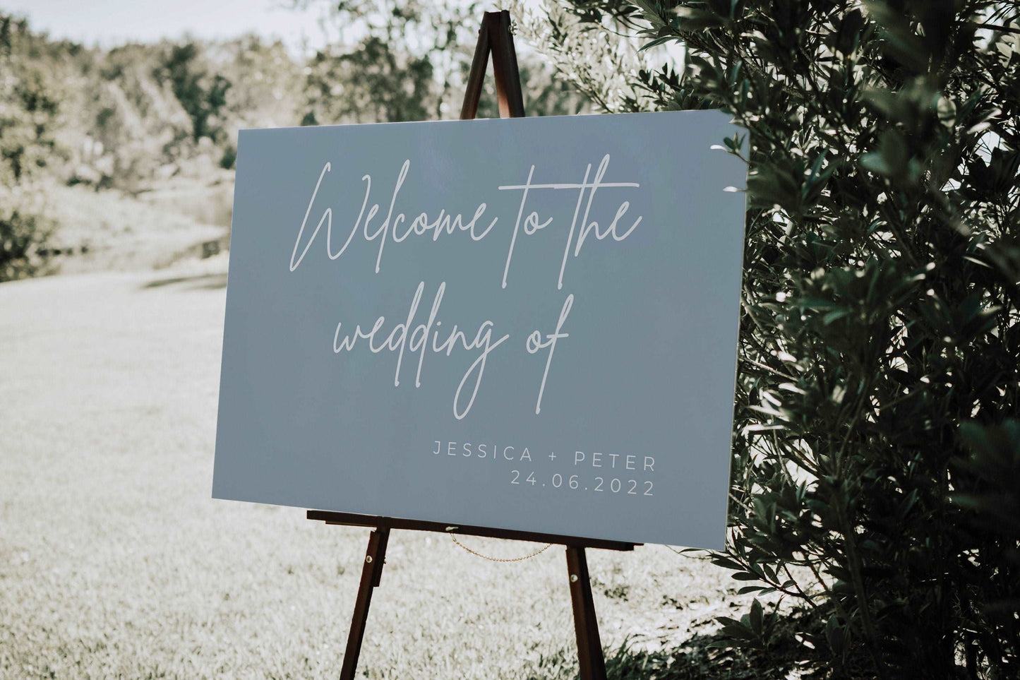 Dusty Blue Wedding Welcome Sign