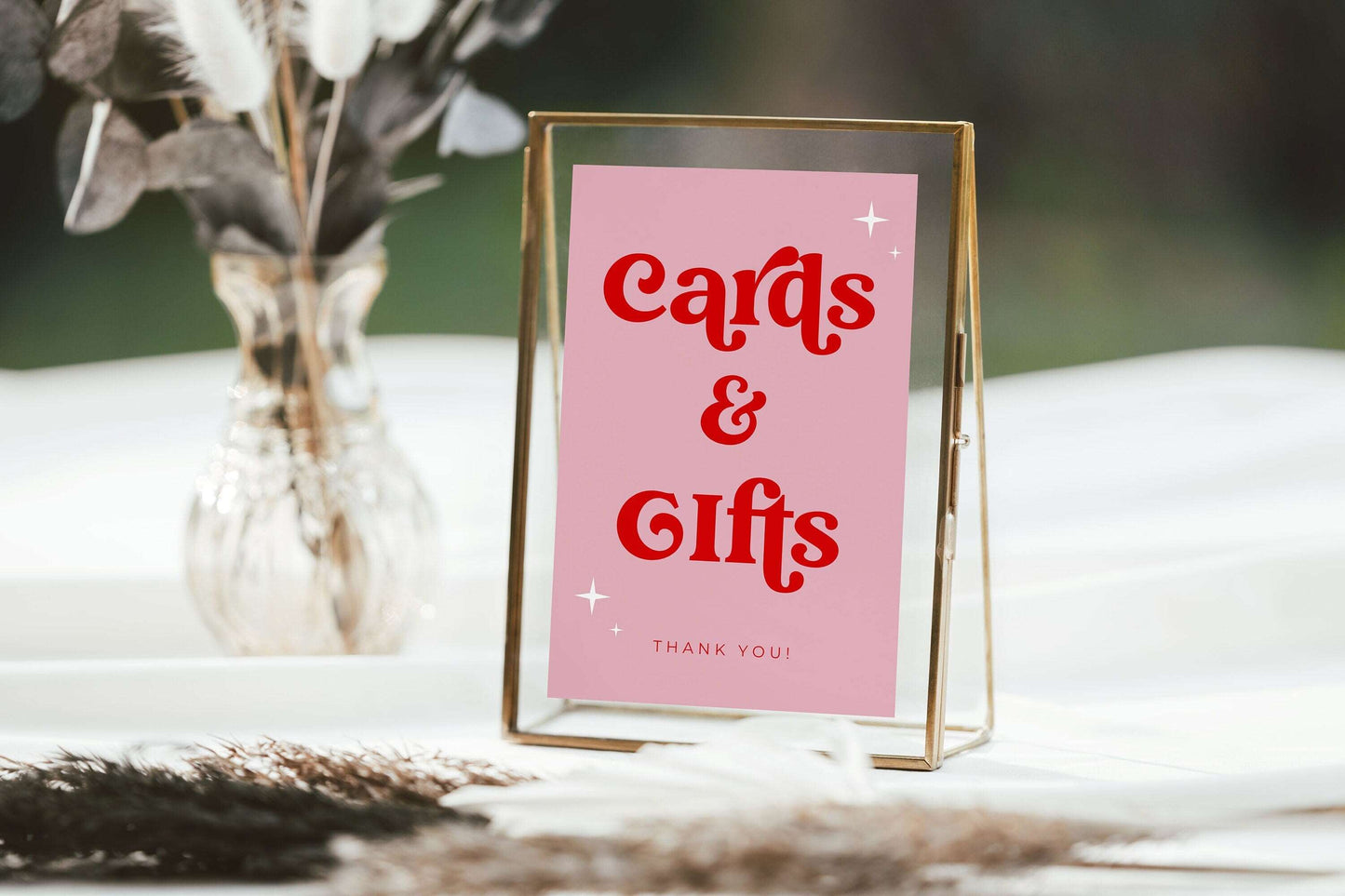 Pink Retro Cards and Gifts Sign