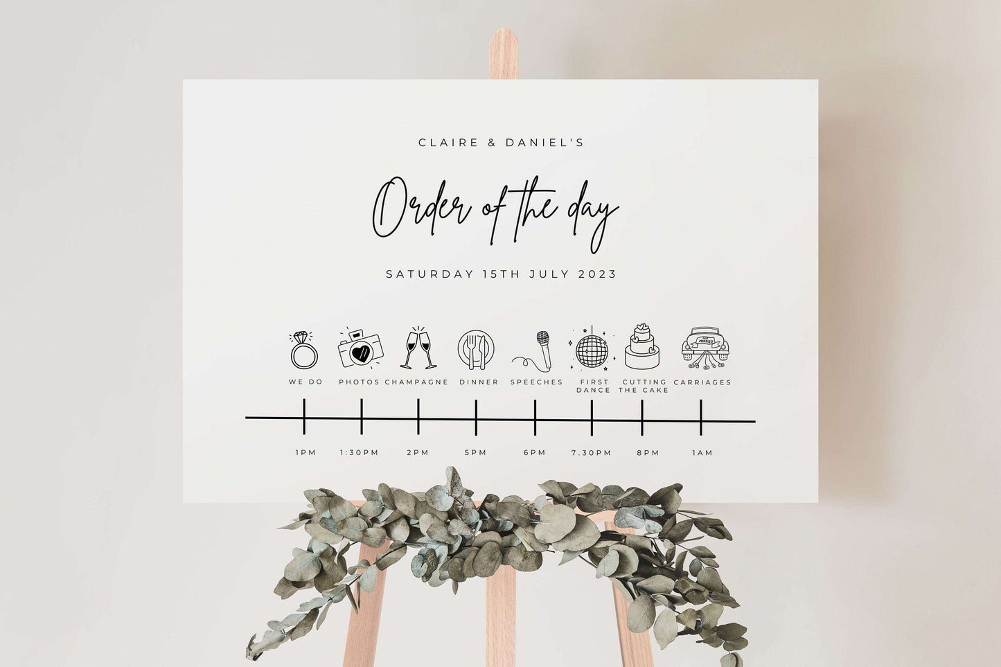 Wedding Order of the Day Sign