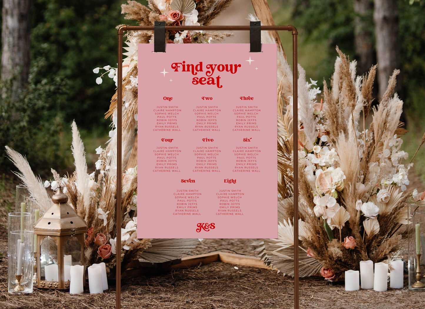 Pink Retro Seating Chart