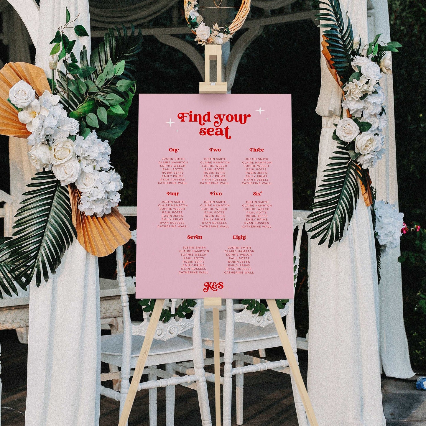 Pink Retro Seating Chart