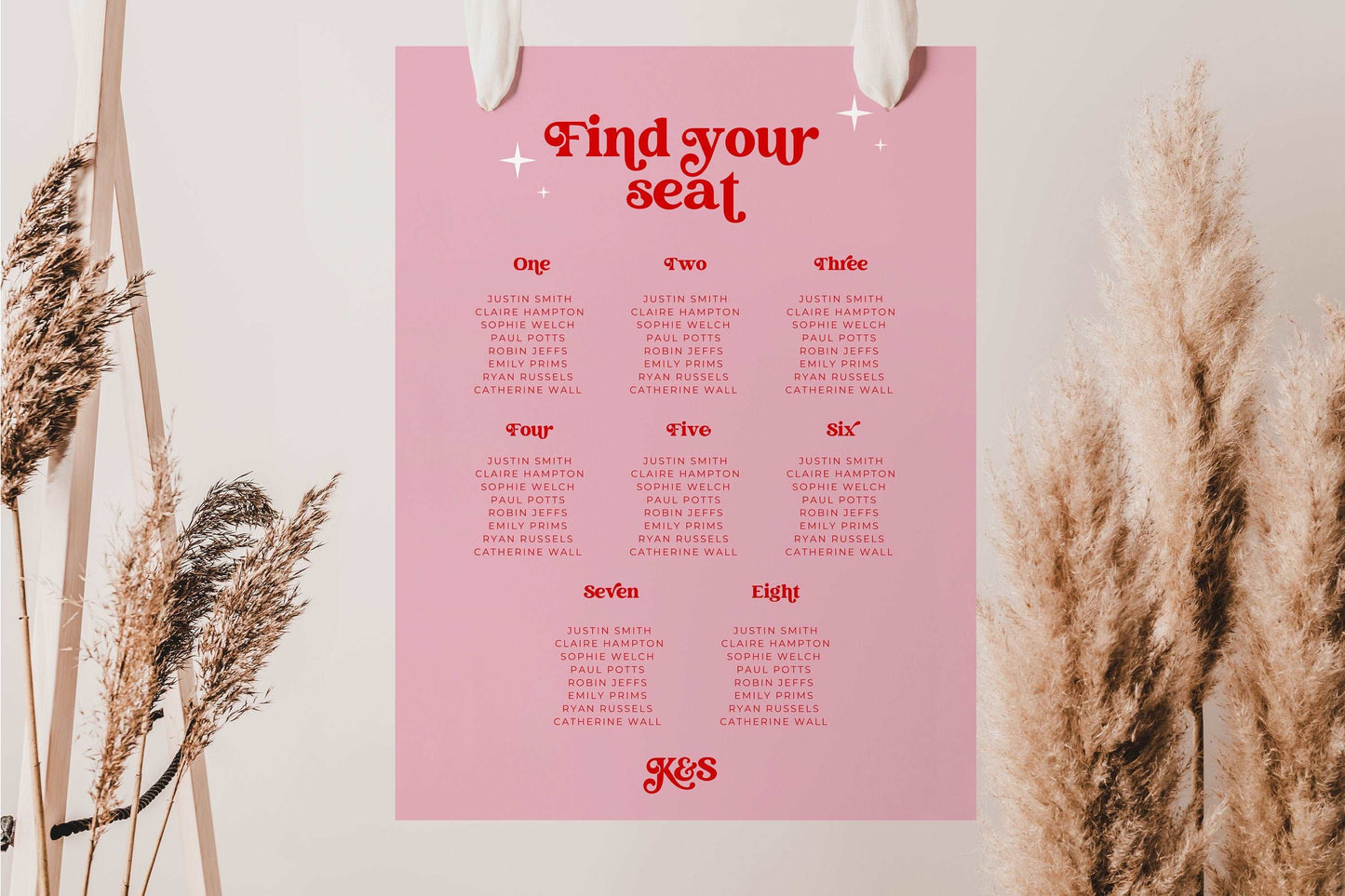 Pink Retro Seating Chart