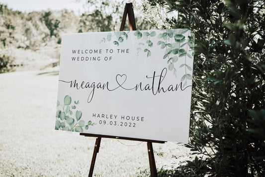 Eucalyptus Couples Welcome Sign