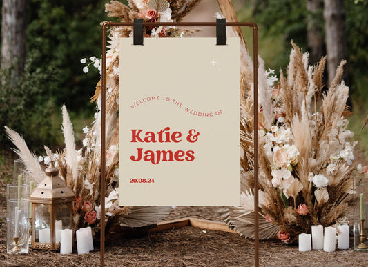 Vintage Retro Wedding Welcome Sign