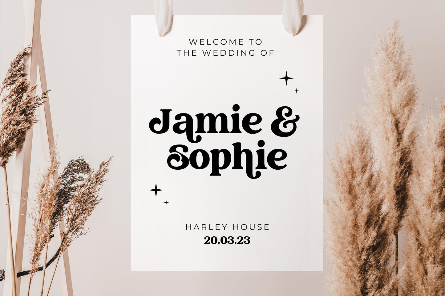 Black and White Retro Wedding Welcome Sign