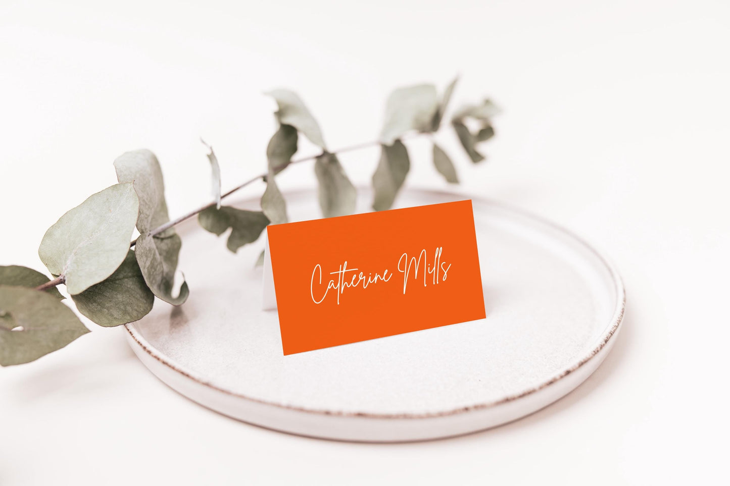 Bright Pink & Orange Wedding Place Card
