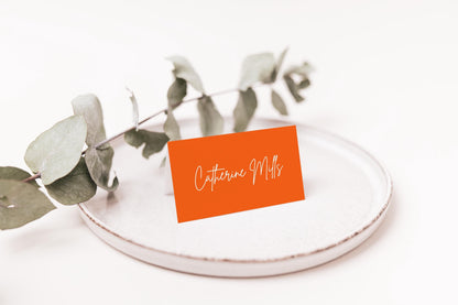Bright Pink & Orange Wedding Place Card