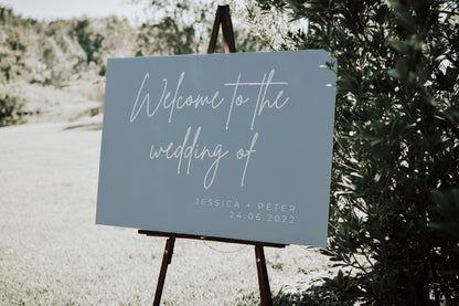Dusty Blue Wedding Welcome Sign