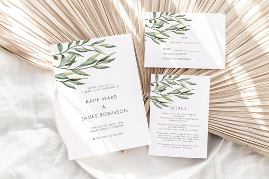 Olive Wedding Invitation Suite