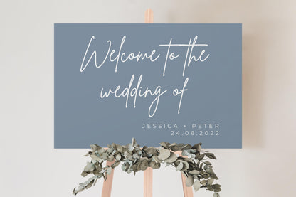 Dusty Blue Wedding Welcome Sign