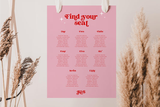 Pink Retro Seating Chart