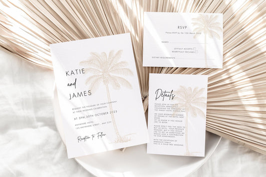 Golden Palm Wedding Invitation Suite