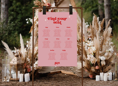 Pink Retro Seating Chart