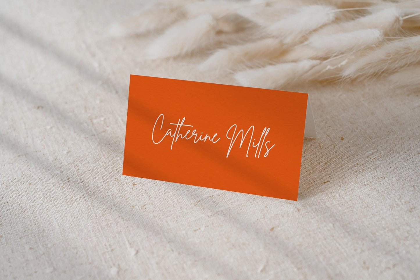 Bright Pink & Orange Wedding Place Card