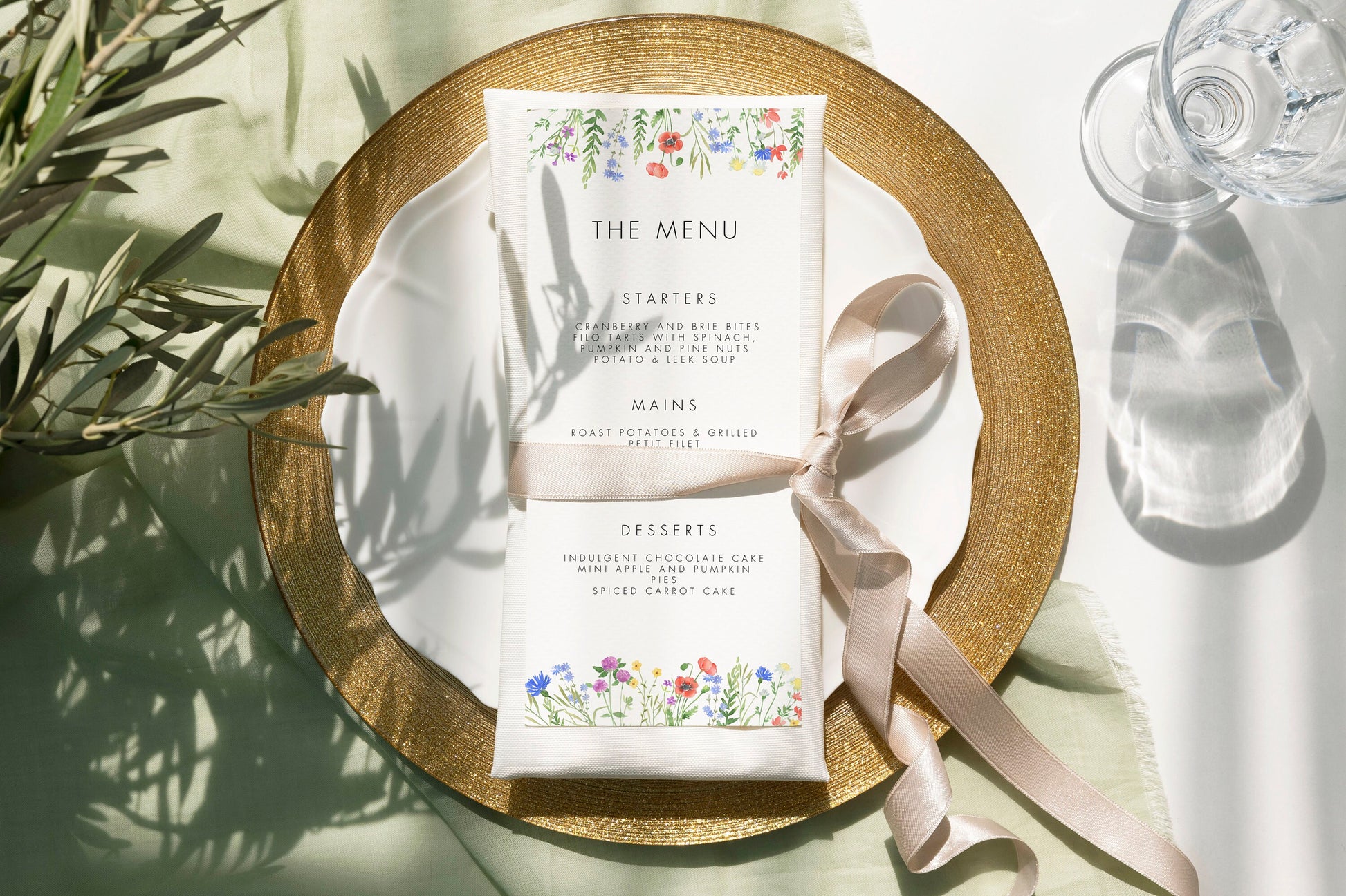 Floral Wedding Menu