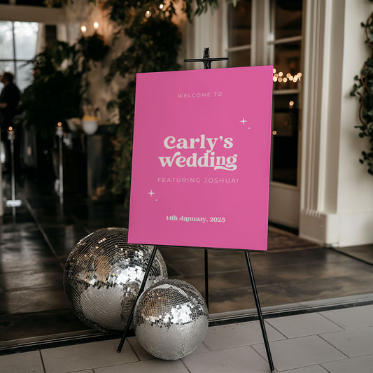 Retro Bride's Wedding Sign, Featuring The Groom