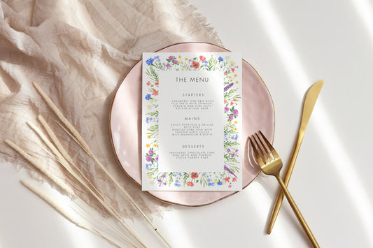 Wildflower Wedding Menu