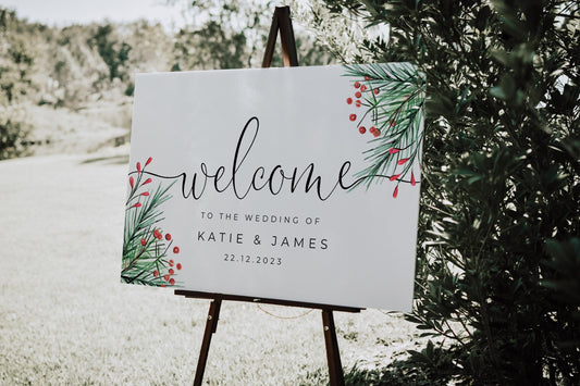 Christmas Wedding Welcome Sign
