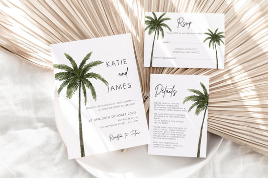Palm Tree Wedding Invitation Suite
