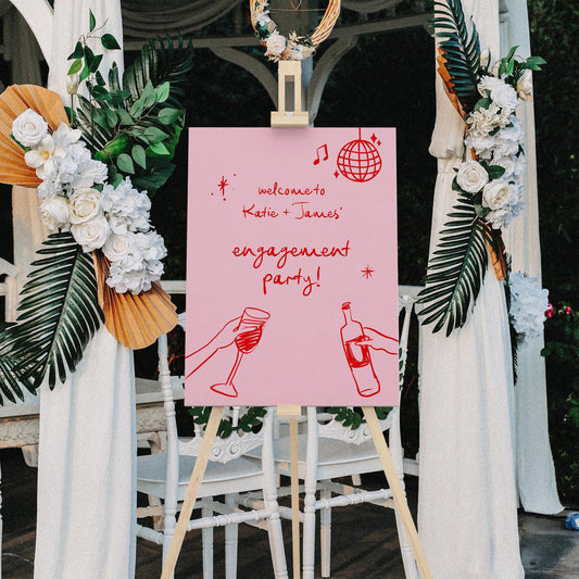 Pink doodle Engagement Sign