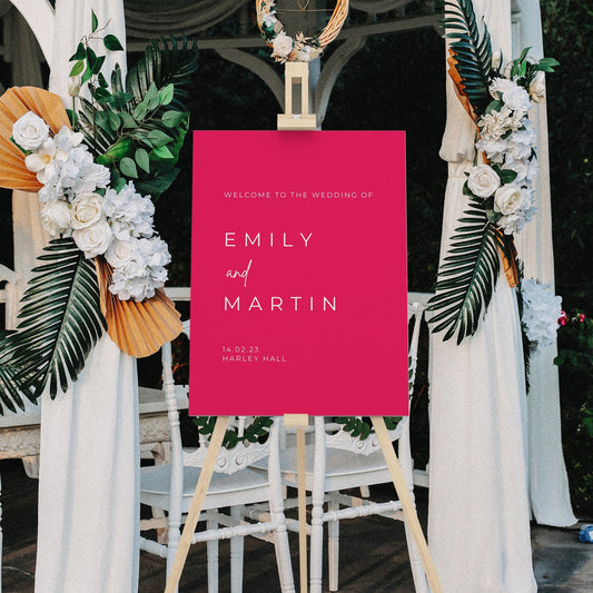 Bright Pink Wedding Welcome Sign