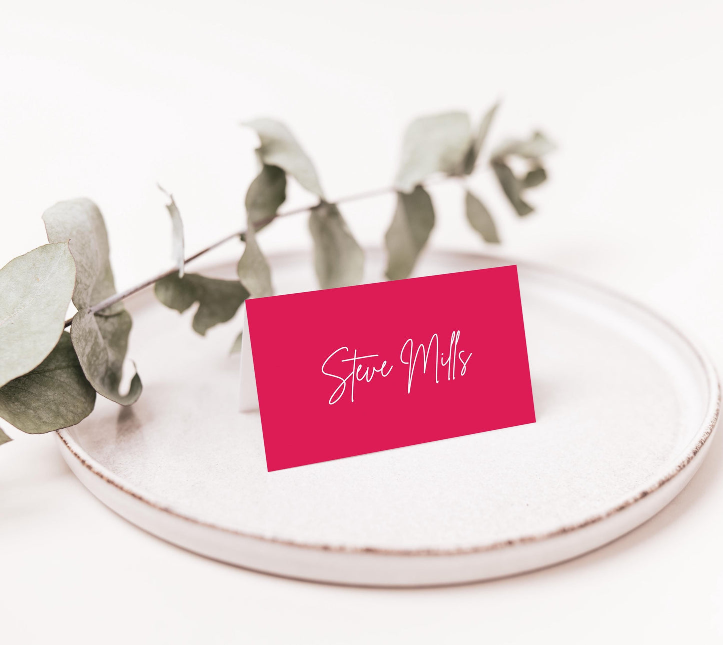 Bright Pink & Orange Wedding Place Card
