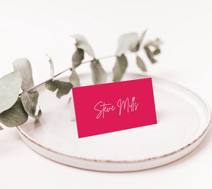 Bright Pink & Orange Wedding Place Card