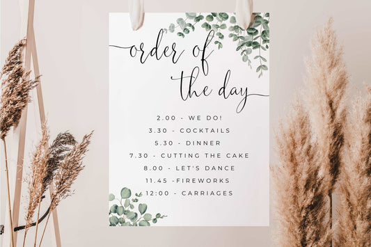 Eucalyptus Order of The Day Sign