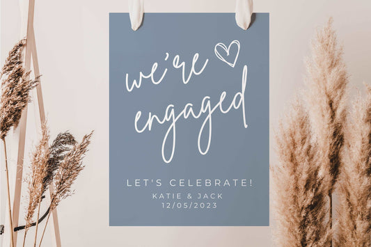 Dusty Blue Engagement Welcome Sign