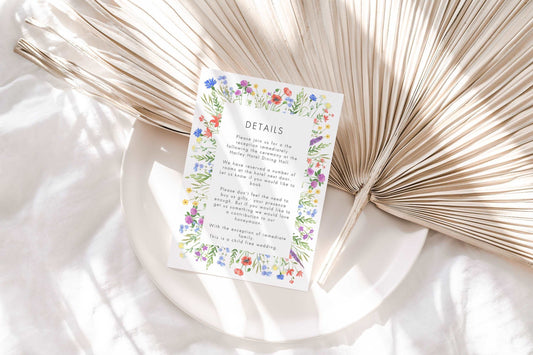 Wildflower Wedding Detail Card