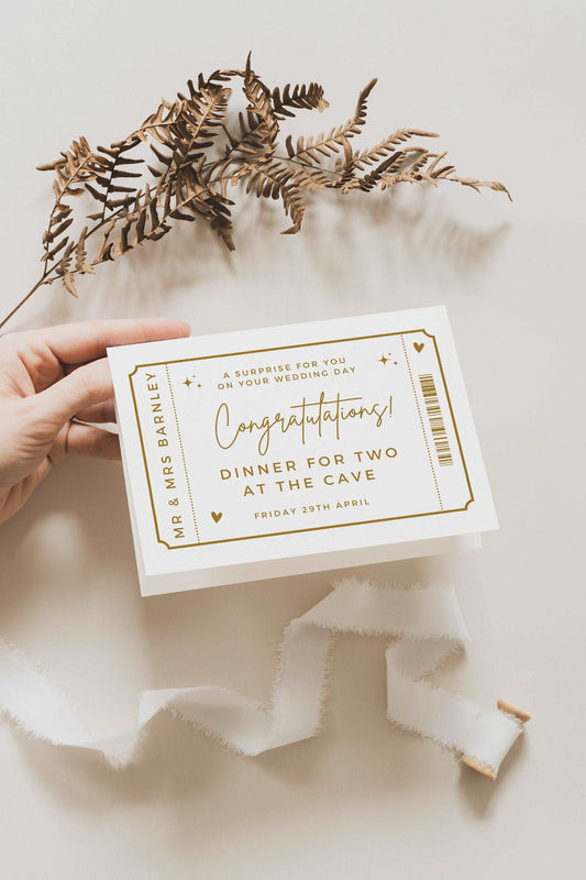 Golden Voucher Wedding Card