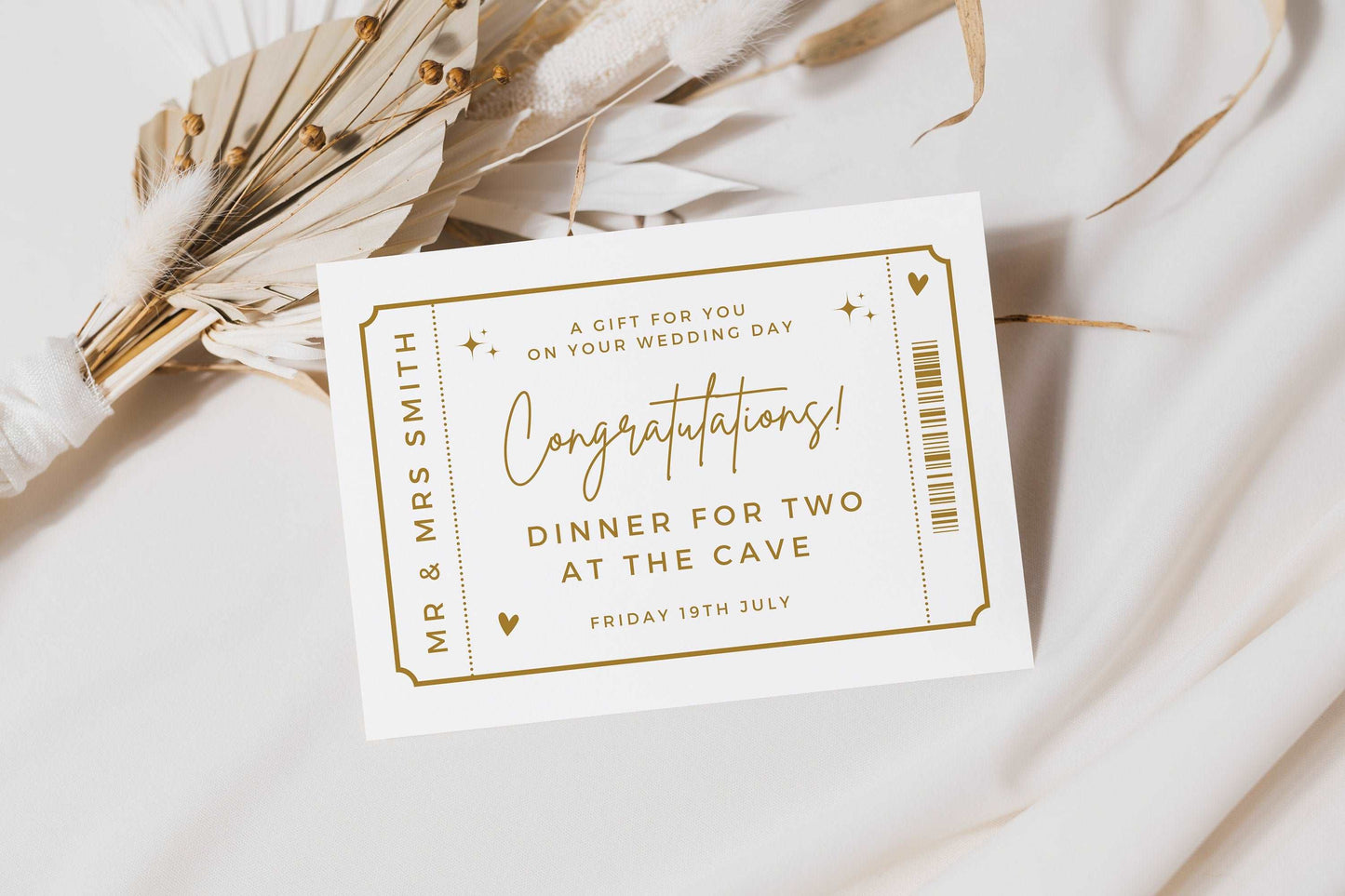 Golden Voucher Wedding Card