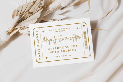 Golden Voucher Wedding Card