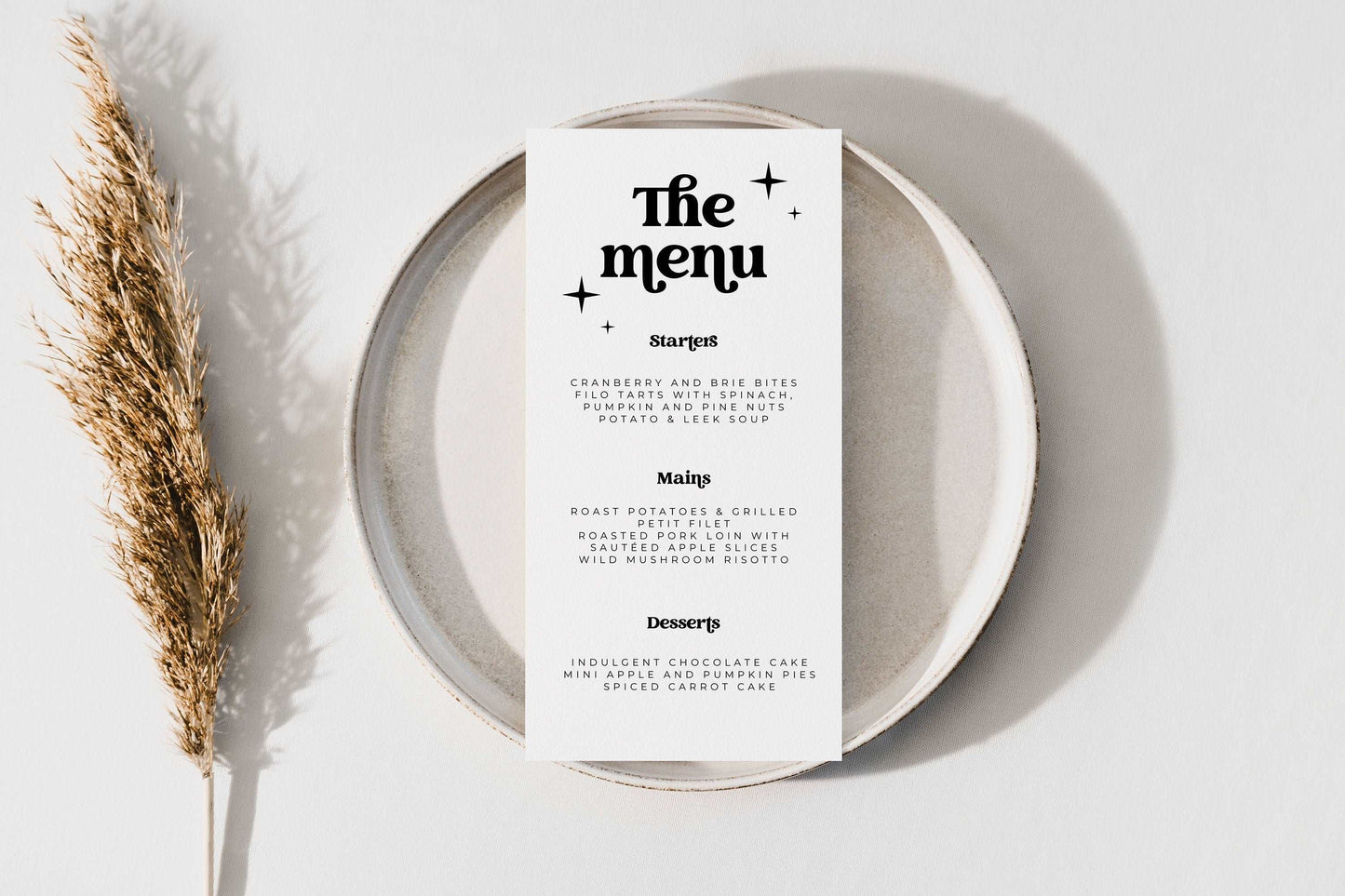 Retro Wedding Menu