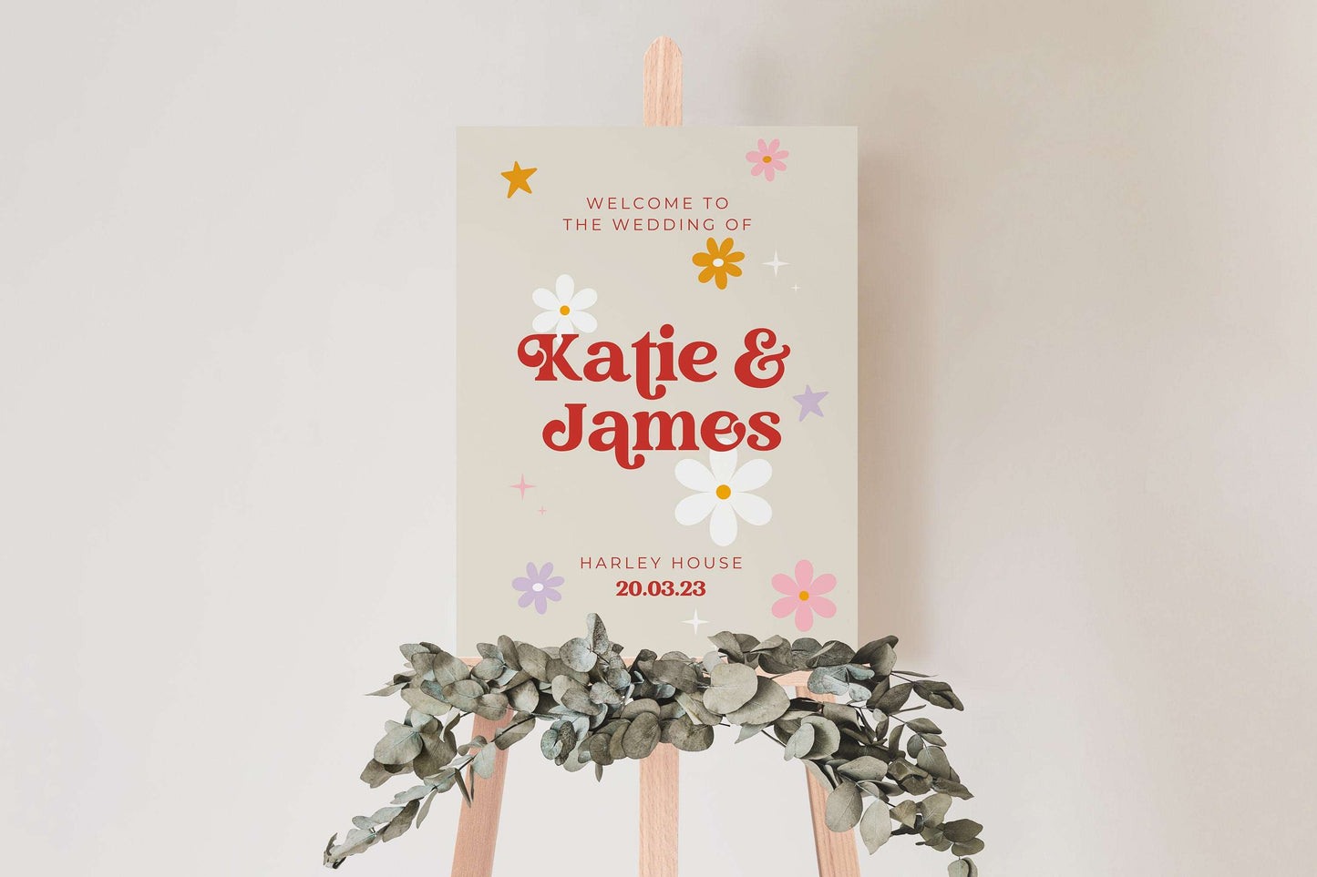 Colourful Retro Wedding Sign