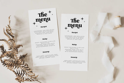 Retro Wedding Menu