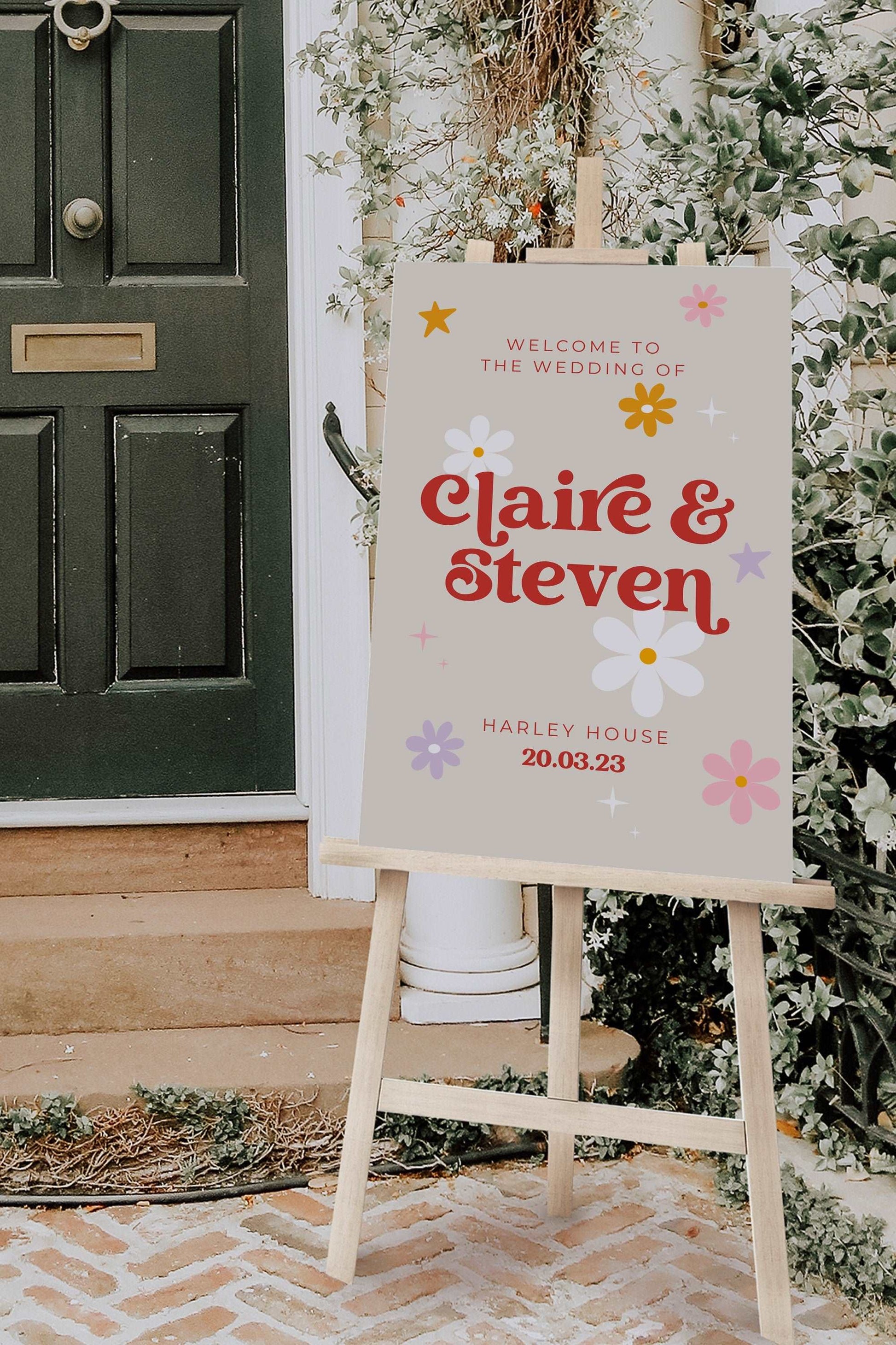 Colourful Retro Wedding Sign